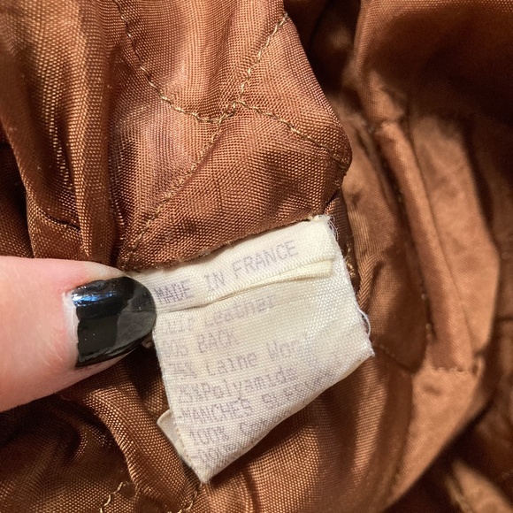 Vintage Jacques Franchi Paris Leather Wool Coat XL Brown Elbow Patches - Picture 9 of 12